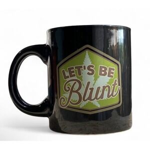 Let's Be Blunt Mug Soup Cup 20oz Extra Large Black Green 4.5 x 4 inches Funny‎